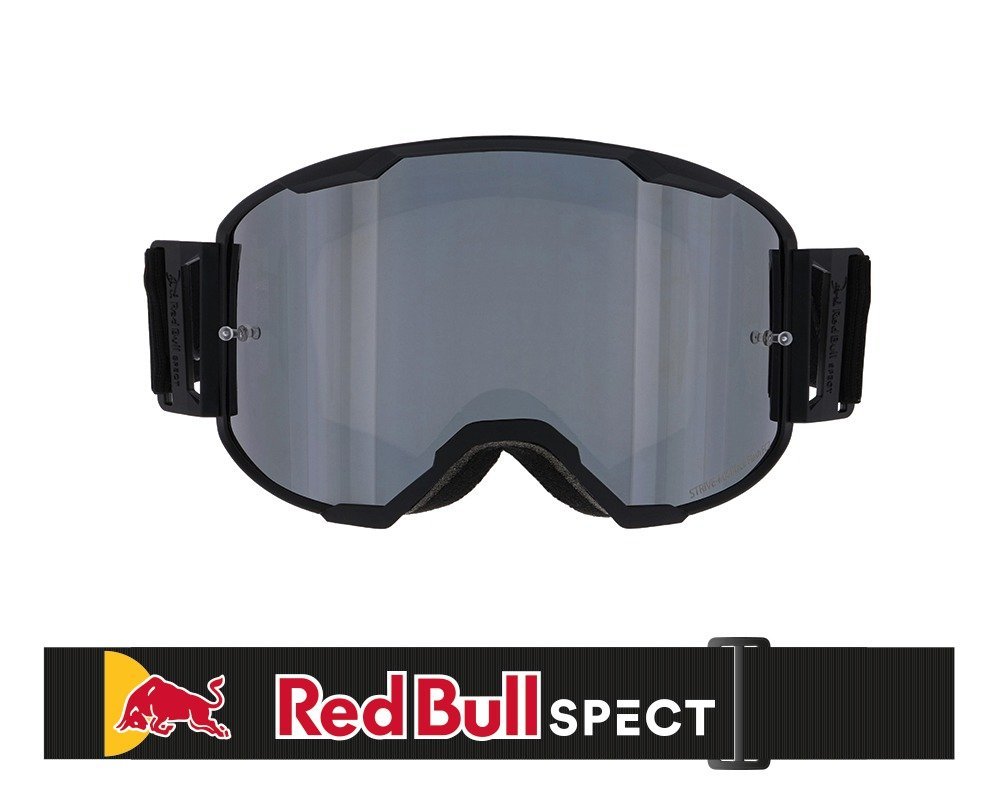 Red Bull MX brýle STRIVE Matt Black - stříbrné + čiré plexi